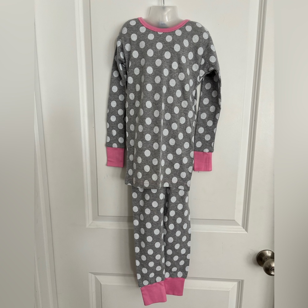 Cozy Gray and Pink Polka Dot Kids Pajamas